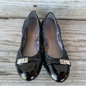 Tahari black ballet flats patent leather toe 6.5